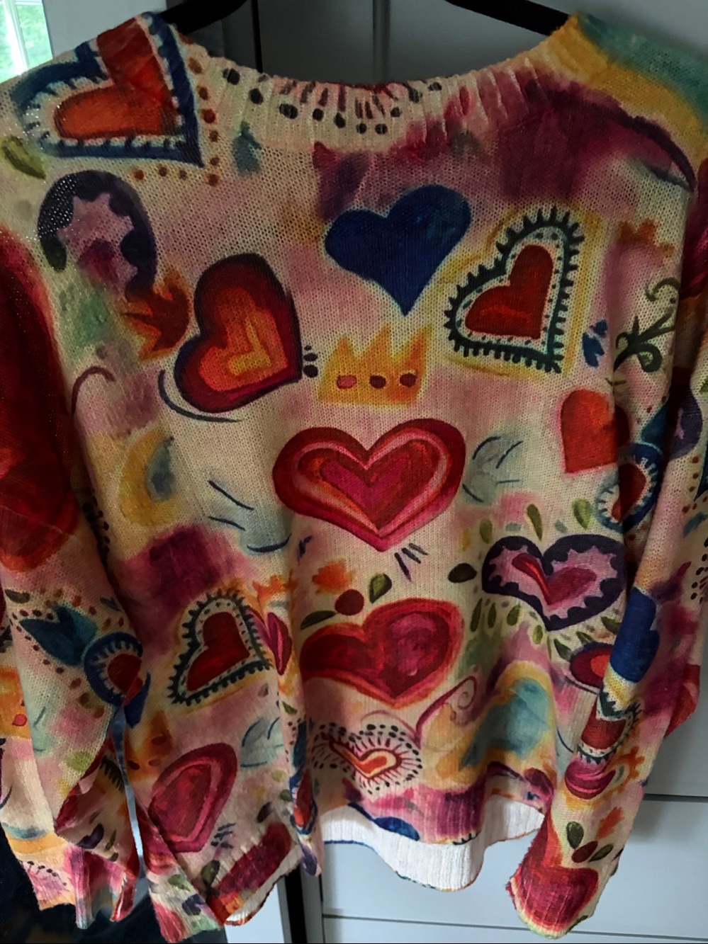 Colorful Heart Print Women’s Sweater - Multicolor - Picture 2 of 2
